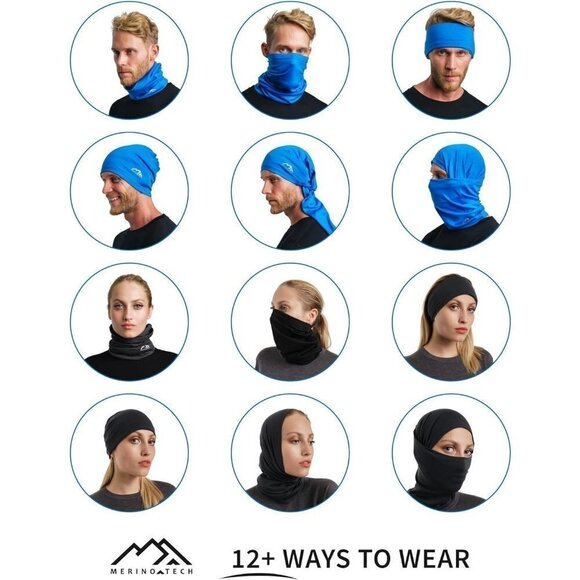 Unisex  Wool Ski Neck Gaiter Face Mask Neck Warmer Lightweight scarf substitute - Picture 3 of 6